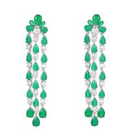 Cubic Zirconia Micro Pave Brass Earring, real gold plated, fashion jewelry & micro pave cubic zirconia & for woman, green 
