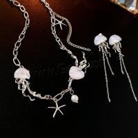 Titanium Steel Jewelry Set, with Resin & Plastic Pearl, fashion jewelry & for woman, original color Approx 49 cm 