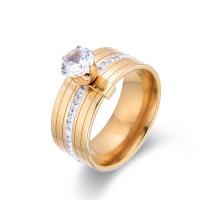 Нержавеющая сталь Rhinestone палец кольцо, Нержавеющая сталь 316, вакуумное ионное покрытие, разный размер для выбора & Женский & со стразами, Много цветов для выбора, продается PC