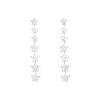 Cubic Zirconia Micro Pave Brass Earring, Star, platinum plated, fashion jewelry & micro pave cubic zirconia & for woman [