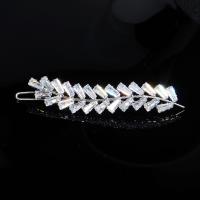 Hair Slide, Zinc Alloy, Leaf, micro pave cubic zirconia & for woman [