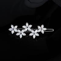 Hair Slide, Zinc Alloy, Flower, micro pave cubic zirconia & for woman [