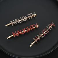Hair Slide, Zinc Alloy, Letter, plated, for woman & with rhinestone [