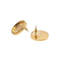 Edelstahl Ohrring Stecker, 304 Edelstahl, Vakuum-Ionen-Beschichtung, Modeschmuck & für Frau, goldfarben, 18mm, verkauft von Paar[