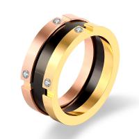 Нержавеющая сталь Rhinestone палец кольцо, Нержавеющая сталь 316, Кольцевая форма, вакуумное ионное покрытие, разный размер для выбора & Женский & со стразами, Много цветов для выбора, 8mm, продается PC