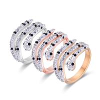 Rhinestone Stainless Steel Finger Ring, 316L Stainless Steel, Snake, Vacuum Ion Plating & for woman & enamel & with rhinestone 