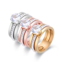 Нержавеющая сталь Rhinestone палец кольцо, Нержавеющая сталь 316, Алмазный конус, вакуумное ионное покрытие, разный размер для выбора & Женский & со стразами, Много цветов для выбора, продается PC