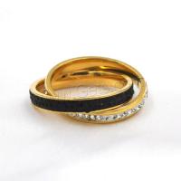 Нержавеющая сталь Rhinestone палец кольцо, Нержавеющая сталь 316, Кольцевая форма, вакуумное ионное покрытие, Двойной слой & разный размер для выбора & Женский & со стразами, Много цветов для выбора, продается PC