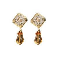 Crystal Rhinestone Earring, Zinc Alloy, with Crystal & Acrylic, fashion jewelry & for woman & with rhinestone, golden [