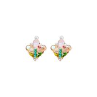Crystal Rhinestone Earring, Zinc Alloy, with Crystal & Plastic Pearl, fashion jewelry & for woman & with rhinestone, multi-colored [