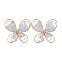 Plastic Pearl Zinc Alloy Earring, with Crystal & Plastic Pearl, gold color plated, fashion jewelry & for woman, golden 