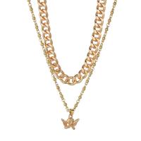 Fashion Multi Layer Necklace, Zinc Alloy, gold color plated, Double Layer & fashion jewelry & for woman, golden cm 