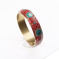 Enamel Zinc Alloy Bangle, gold color plated, vintage & fashion jewelry & folk style & for woman, red, 17mm, Inner Approx 67mm [