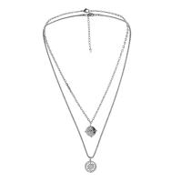 Fashion Multi Layer Necklace, 304 Stainless Steel, with 1.97inch extender chain, Double Layer & fashion jewelry & for man Approx 23.62 Inch, Approx 19.69 Inch 