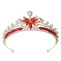 Bridal Tiaras, Zinc Alloy, with Crystal & Plastic Pearl, micro pave cubic zirconia & for woman & with rhinestone Inner Approx 155mm 