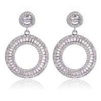 Cubic Zirconia Micro Pave Brass Earring, Donut, plated, micro pave cubic zirconia & for woman [