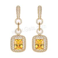 Cubic Zirconia Micro Pave Brass Earring, with Cubic Zirconia, real gold plated, fashion jewelry & micro pave cubic zirconia & for woman [
