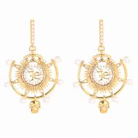 Cubic Zirconia Micro Pave Brass Earring, with Plastic Pearl, real gold plated, fashion jewelry & micro pave cubic zirconia & for woman, mixed colors [