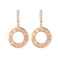 Cubic Zirconia Micro Pave Brass Earring, Round, plated, fashion jewelry & micro pave cubic zirconia & for woman [