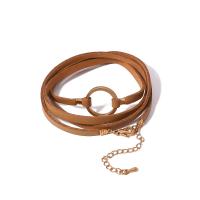 PU Leather Cord Bracelets, Zinc Alloy, with PU Leather, plated, vintage & multilayer & for woman Approx 34 Inch [
