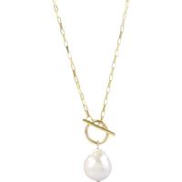 Freshwater Pearl Brass Necklace, with Copper Alloy, 14K gold-filled, fashion jewelry & for woman, white, 10-11mm Approx 45 cm [