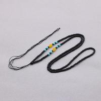 Perlen Anhänger Seil Lanyard, Glasperlen, handgemacht, DIY & unisex, schwarz, 3mm, Länge:ca. 64 cm, verkauft von PC[