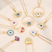 Evil Eye Jewelry Necklace, 304 Stainless Steel, with 5cm extender chain, fashion jewelry & for woman & enamel, golden Approx 40 cm 