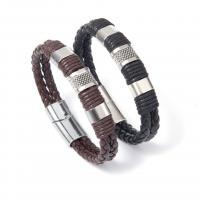 PU Leather Cord Bracelets, with Zinc Alloy, knit, fashion jewelry & Unisex cm [