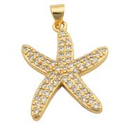 Cubic Zirconia Micro Pave Brass Pendant, Starfish, gold color plated, fashion jewelry & DIY & micro pave cubic zirconia & for woman, golden Approx 3mm 