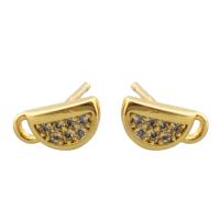 Cubic Zirconia Micro Pave Brass Earring, Cup, gold color plated, fashion jewelry & micro pave cubic zirconia & for woman, golden 