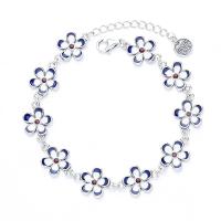 Sterling Silver Bracelets, 925 Sterling Silver, with 1.18inch extender chain, Flower, Antique finish, fashion jewelry & for woman & epoxy gel, 11mm Approx 6.69 Inch 
