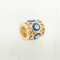 Fashion Evil Eye Beads, 925 Sterling Silver, gold color plated, DIY & micro pave cubic zirconia & large hole Approx 0.4mm 