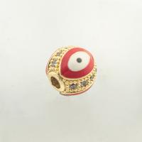 Mode Evil Eye Perlen, 925er Sterling Silber, goldfarben plattiert, DIY & Micro pave Zirkonia, 8x8x8mm, Bohrung:ca. 0.1mm, verkauft von PC