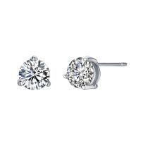 Cubic Zircon Brass Earring, with Cubic Zirconia, platinum color plated, for woman, 6.8mm 