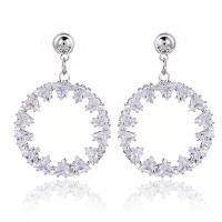 Cubic Zirconia Micro Pave Brass Earring, Donut, plated, micro pave cubic zirconia & for woman [