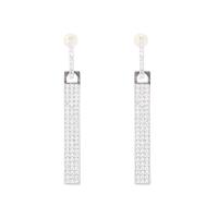 Cubic Zirconia Micro Pave Brass Earring, Rectangle, real gold plated, fashion jewelry & micro pave cubic zirconia & for woman, silver color 