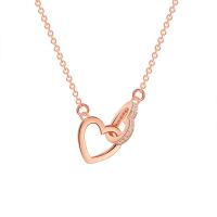 Rhinestone Brass Necklace, Heart, plated, oval chain & for woman & with rhinestone & hollow 11.5mm Approx 19.7 Inch [