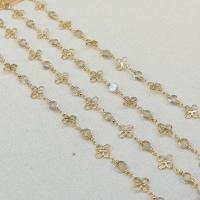 Brass Beading Chains, with Crystal, real gold plated, DIY, golden Approx 50 cm [