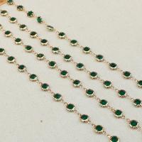 Brass Beading Chains, real gold plated, DIY & micro pave cubic zirconia Approx 50 cm 