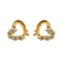Cubic Zirconia Micro Pave Brass Earring, Heart, gold color plated, fashion jewelry & micro pave cubic zirconia & for woman, golden 