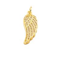 Cubic Zirconia Micro Pave Brass Pendant, Leaf, gold color plated, fashion jewelry & DIY & micro pave cubic zirconia & for woman, golden Approx 3.5mm 