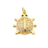 Cubic Zirconia Micro Pave Brass Pendant, Turtle, gold color plated, fashion jewelry & micro pave cubic zirconia & for woman, golden 