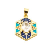 Cubic Zirconia Micro Pave Brass Pendant, gold color plated, fashion jewelry & DIY & micro pave cubic zirconia & for woman & enamel 