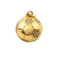 Cubic Zirconia Micro Pave Brass Pendant, Basketball, gold color plated, fashion jewelry & DIY & micro pave cubic zirconia & for woman, golden Approx 3mm [