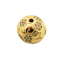 Cubic Zirconia Micro Pave Brass Beads, Basketball, gold color plated, fashion jewelry & DIY & micro pave cubic zirconia & for woman, golden Approx 2mm 