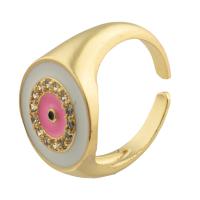 Evil Eye Schmuck Fingerring, Messing, goldfarben plattiert, Modeschmuck & Micro pave Zirkonia & für Frau & Emaille, keine, 20mm*21mm*14mm, verkauft von PC