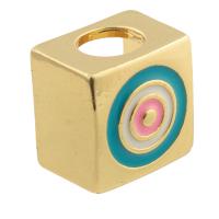 Enamel Brass Beads,  Square, gold color plated, fashion jewelry & DIY & for woman Approx 6mm 