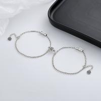 925 Sterling Silver Couple Bracelet, with 0.98inch extender chain, Antique finish, 2 pieces & fashion jewelry & Unisex Approx 7.09 Inch 