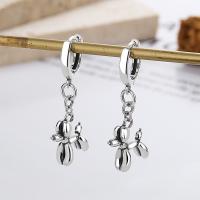Sterling Silver Drop Earring, 925 Sterling Silver, Dog, Antique finish, fashion jewelry & for woman, 22mm [