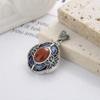 Agate Sterling Silver Pendants, 925 Sterling Silver, with Yunnan Red Agate, Antique finish, DIY & epoxy gel 